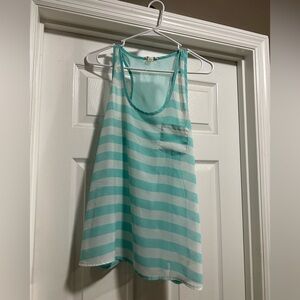 Striped Mint & White Racerback Tank Top